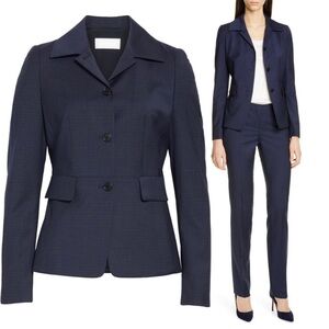 NWT Hugo Boss Virgin Wool Suit Jarera Blazer Titana Trouser Small Check Navy 12